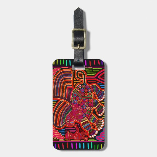 Kuna Indian Friendly Dragon Mola Bagagelabel (Voorkant verticaal)