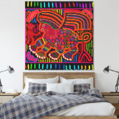 Kuna Indian Friendly Dragon Mola Canvas Afdruk (Insitu (Slaapkamer))