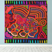 Kuna Indian Friendly Dragon Mola Canvas Afdruk (Insitu (Houten vloer))