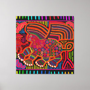 Kuna Indian Friendly Dragon Mola Canvas Afdruk