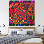 Kuna Indian Friendly Dragon Mola Canvas Afdruk (Insitu (Slaapkamer))