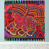 Kuna Indian Friendly Dragon Mola Canvas Afdruk (Insitu (Houten vloer))