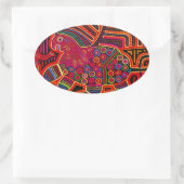 Kuna Indian Friendly Dragon Mola Ovale Sticker (Tas)