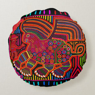 Kuna Indian Friendly Dragon Mola Rond Kussen