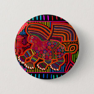 Kuna Indian Friendly Dragon Mola Ronde Button 5,7 Cm