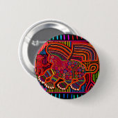 Kuna Indian Friendly Dragon Mola Ronde Button 5,7 Cm (Voorkant /achterkant)