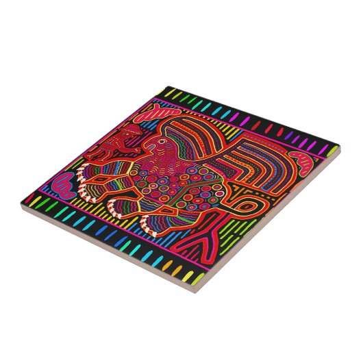 Kuna Indian Friendly Dragon Mola Tegeltje (Zijkant)