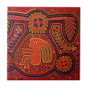 Kuna Indian Girl op een fiets Tegeltje