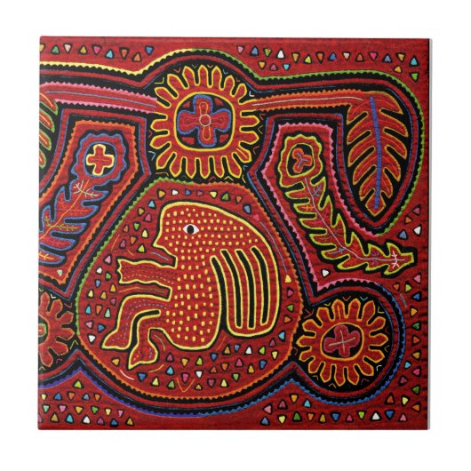 Kuna Indian Girl op een fiets Tegeltje (Voorkant)