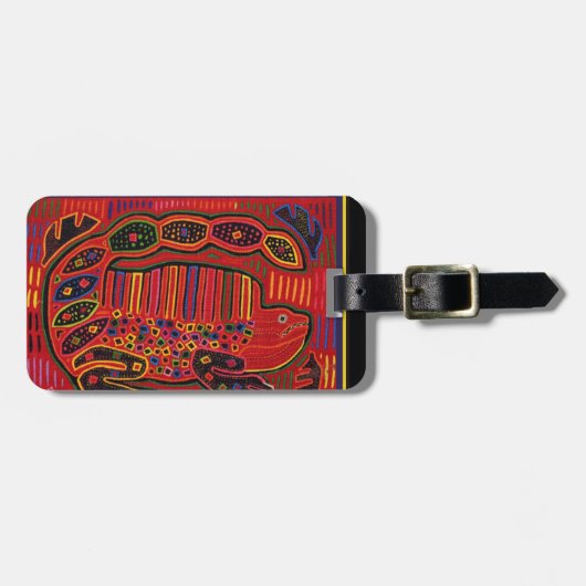 Kuna Indian Iguana Mola Bagagelabel (Voorkant horizontaal)