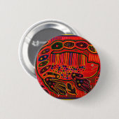 Kuna Indian Iguana Mola Ronde Button 5,7 Cm (Voorkant /achterkant)