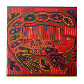 Kuna Indian Iguana Mola Tegeltje (Voorkant)