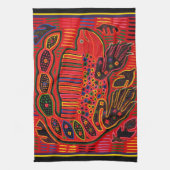 Kuna Indian Iguana Mola Theedoek (Verticaal)