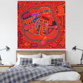 Kuna Indian Man in Canoe Canvas Afdruk (Insitu (Slaapkamer))
