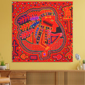 Kuna Indian Man in Canoe Canvas Afdruk (Insitu (Woonkamer))