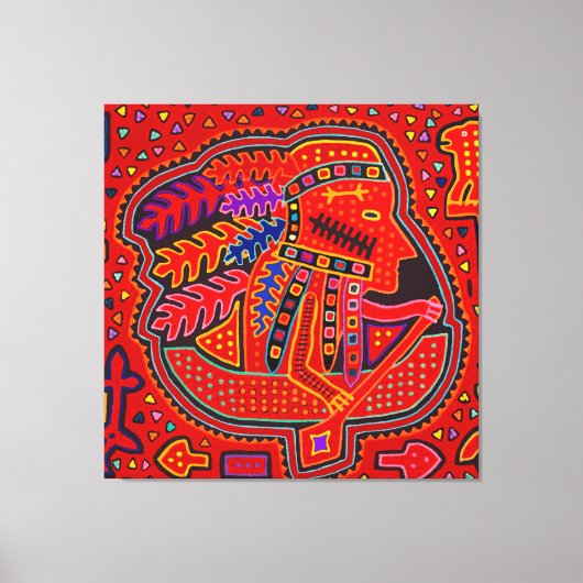 Kuna Indian Man in Canoe Canvas Afdruk (Voorkant)