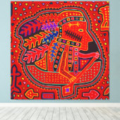 Kuna Indian Man in Canoe Canvas Afdruk (Insitu (Houten vloer))