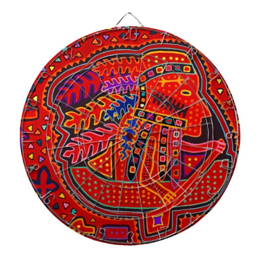 Kuna Indian Man in Canoe Dartbord (Voorkant)