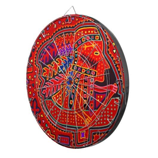 Kuna Indian Man in Canoe Dartbord (Voorkant Rechts)