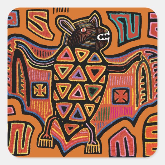 Kuna Indian Mola Bat Vierkante Sticker (Voorkant)