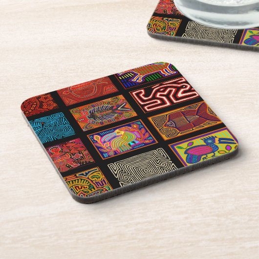 Kuna Indian Mola Collage Bier Onderzetter (Linkerzijde)