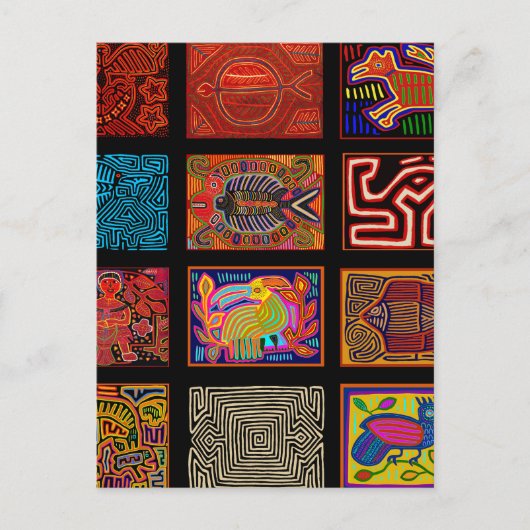 Kuna Indian Mola Collage Briefkaart (Voorkant)