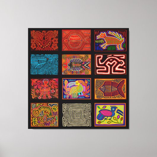 Kuna Indian Mola Collage Canvas Afdruk (Voorkant)