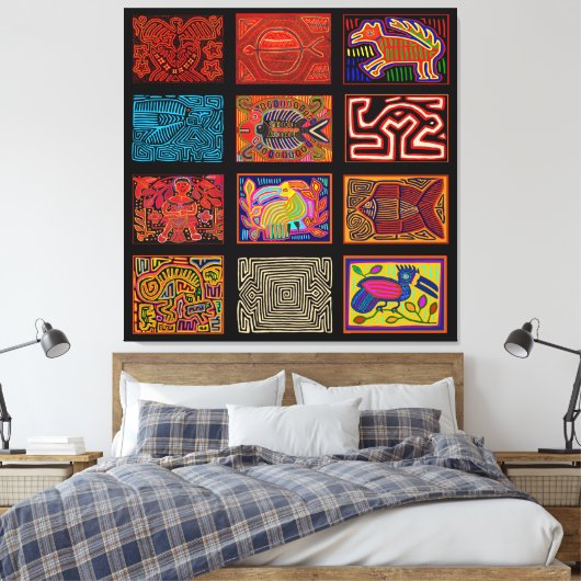 Kuna Indian Mola Collage Canvas Afdruk (Insitu (Slaapkamer))