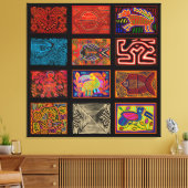 Kuna Indian Mola Collage Canvas Afdruk (Insitu (Woonkamer))