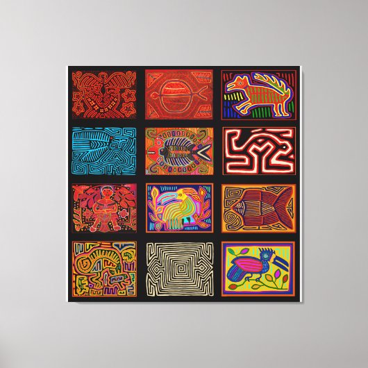 Kuna Indian Mola Collage Canvas Afdruk (Voorkant)