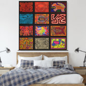 Kuna Indian Mola Collage Canvas Afdruk (Insitu (Slaapkamer))