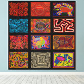 Kuna Indian Mola Collage Canvas Afdruk (Insitu (Houten vloer))