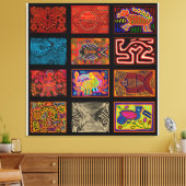 Kuna Indian Mola Collage Canvas Afdruk (Insitu (Woonkamer))