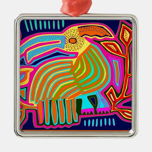 Kuna Indian Mola Collage Metalen Ornament (Voorkant)