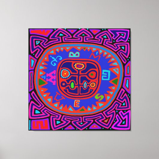 Kuna Indian Mola Compass Canvas Afdruk (Voorkant)