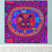 Kuna Indian Mola Compass Canvas Afdruk (Insitu (Houten vloer))