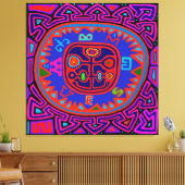 Kuna Indian Mola Compass Canvas Afdruk (Insitu (Woonkamer))