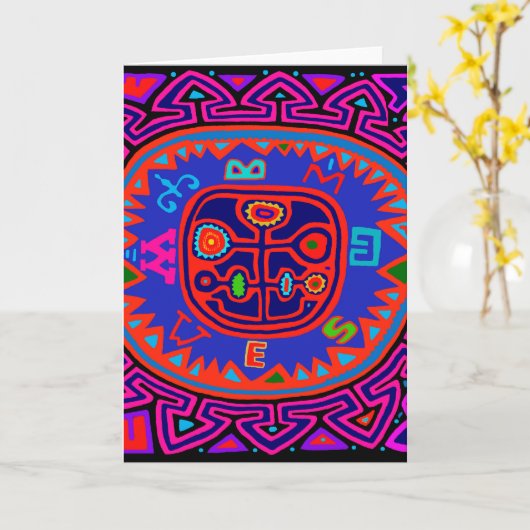 Kuna Indian Mola Compass Kaart (Gele Bloem)