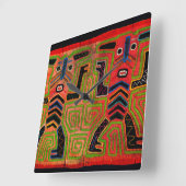 Kuna Indian Mola Geïnspireerde ontwerpwandklok Vierkante Klok (Hoek)