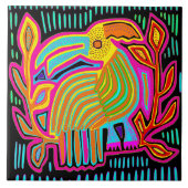 Kuna Indian Mola Parrot Ceramic Tile Tegeltje (Voorkant)