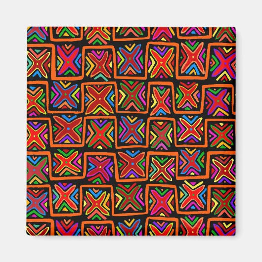 Kuna Indian Mola Stamkleden - Rood Magneet (Voorkant)