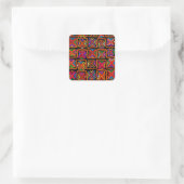 Kuna Indian Mola Stamversieringen - Rood Vierkante Sticker (Tas)