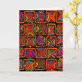 Kuna Indian Mola Tribal Checks - Red Kaart (Gele Bloem)