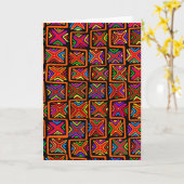 Kuna Indian Mola Tribal Checks - Red Kaart (Gele Bloem)