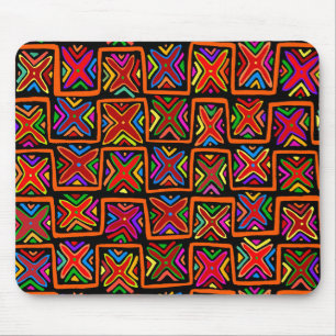 Kuna Indian Mola Tribal Checks - Red Muismat