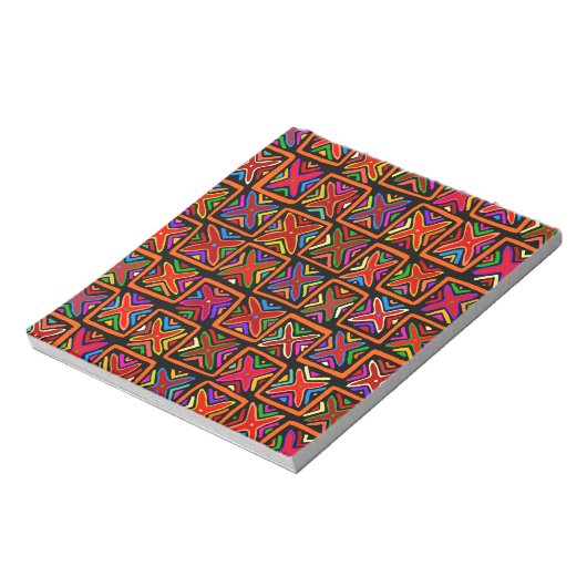 Kuna Indian Mola Tribal Checks - Red Notitieblok (Linkerzijde)