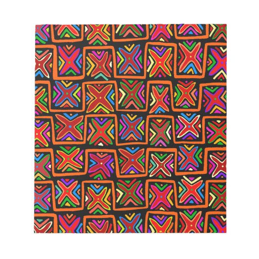 Kuna Indian Mola Tribal Checks - Red Notitieblok (Voorkant)