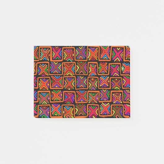 Kuna Indian Mola Tribal Checks - Red Post-it® Notes (Voorkant)