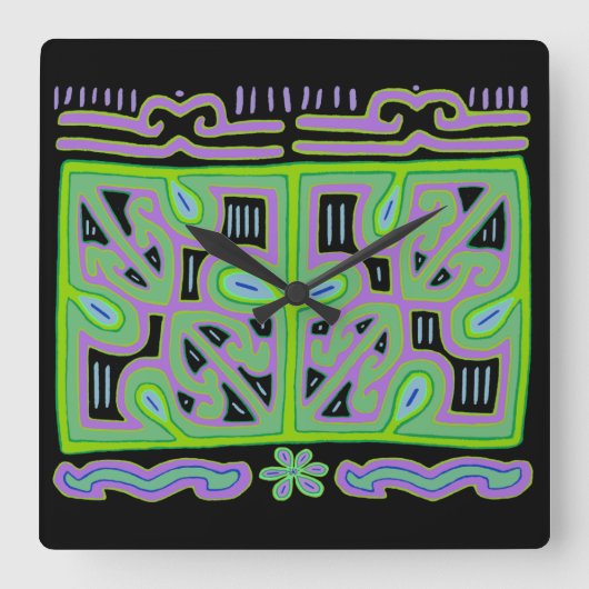 Kuna Indian Music Box Mola Wall klok (Voorkant)