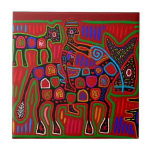 Kuna Indian Rodeo Cowboy Tegeltje